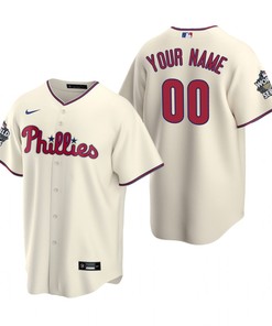 Men's Philadelphia Phillies Custom 00 Cream 2022-23 World Series Jersey