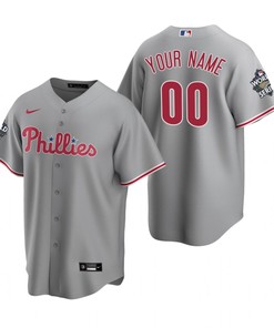 Men's Philadelphia Phillies Custom 00 Gray 2022-23 World Series Jersey