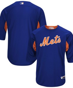Men's Royal/Orange New York Mets Collection On-Field 3/4-Sleeve Batting Practice Jersey