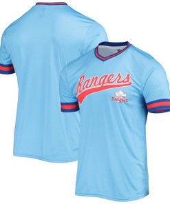 Men's Stitches Blue/Royal Texas Rangers Cooperstown Collection V-Neck Team Color Jersey