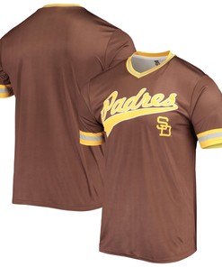 Men's Stitches Brown/Yellow San Diego Padres Cooperstown Collection V-Neck Team Color Jersey