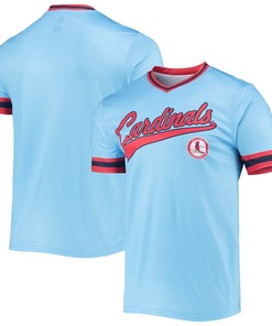 Men's Stitches Light Blue/Red St. Louis Cardinals Cooperstown Collection V-Neck Team Color Jersey