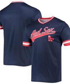 Men's Stitches Navy/Red Boston Red Sox Cooperstown Collection V-Neck Team Color Jersey