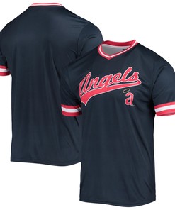 Men's Stitches Navy/Red Los Angeles Angels Cooperstown Collection V-Neck Team Color Jersey