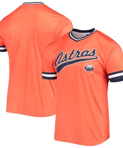 Men's Stitches Orange/Navy Houston Astros Cooperstown Collection V-Neck Team Color Jersey