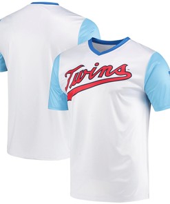 Men's Stitches White Minnesota Twins Cooperstown Collection Wordmark V-Neck Jersey