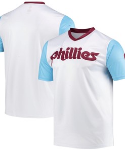 Men's Stitches White Philadelphia Phillies Cooperstown Collection Wordmark V-Neck Jersey