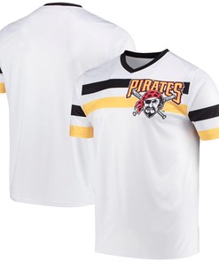 Men's Stitches White Pittsburgh Pirates Cooperstown Collection V-Neck Jersey