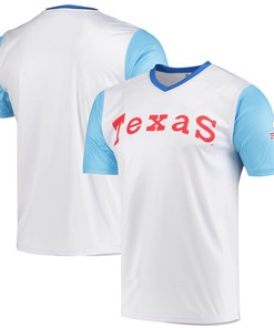 Men's Stitches White Texas Rangers Cooperstown Collection Wordmark V-Neck Jersey