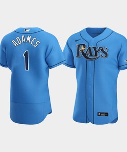 Men's Tampa Bay Rays 1 Willy Adames Light Blue Alternate Jersey