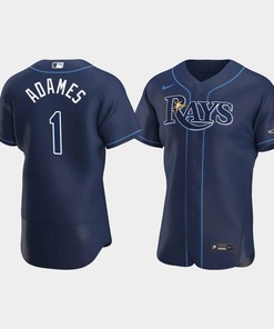 Men's Tampa Bay Rays 1 Willy Adames Navy Alternate Jersey