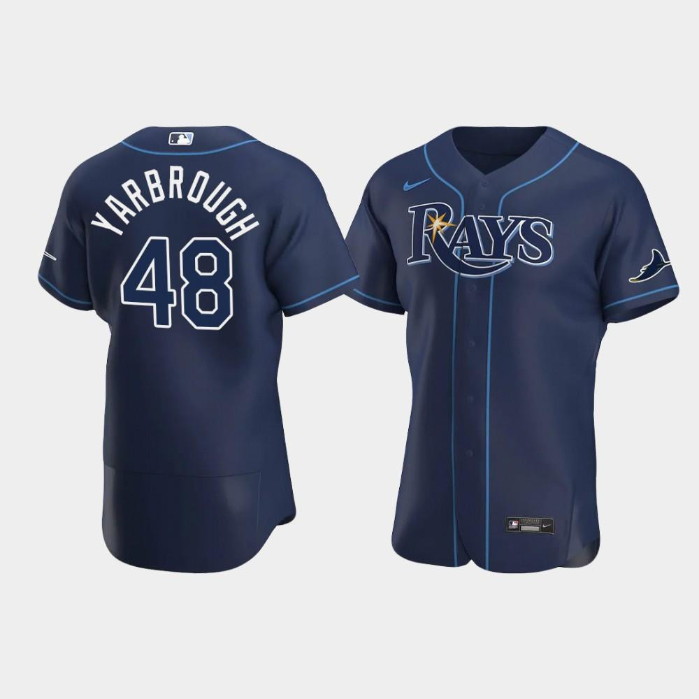 Men's Tampa Bay Rays 48 Ryan Yarbrough Navy Alternate Jersey - Bluefink
