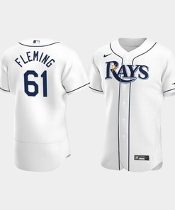 Men's Tampa Bay Rays 61 Josh Fleming White Home Jersey