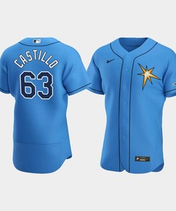Men's Tampa Bay Rays 63 Diego Castillo Light Blue Alternate Jersey