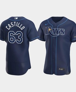 Men's Tampa Bay Rays 63 Diego Castillo Navy Alternate Jersey