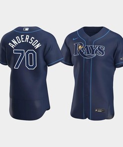 Men's Tampa Bay Rays 70 Nick Anderson Navy Alternate Jersey
