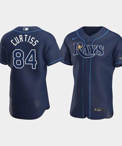 Men's Tampa Bay Rays 84 John Curtiss Navy Alternate Jersey