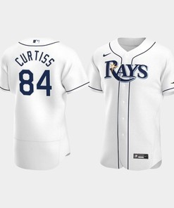 Men's Tampa Bay Rays 84 John Curtiss White Home Jersey