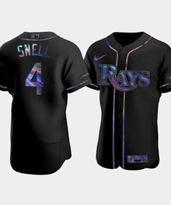 Men's Tampa Bay Rays Blake Snell 4 Black Holographic Golden Edition Jersey