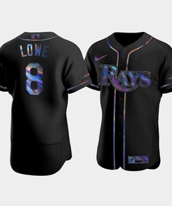 Men's Tampa Bay Rays Brandon Lowe 8 Black Holographic Golden Edition Jersey