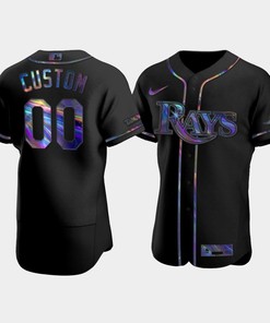 Men's Tampa Bay Rays Custom Black Holographic Golden Edition Jersey