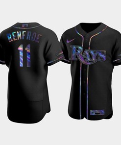 Men's Tampa Bay Rays Hunter Renfroe 11 Black Holographic Golden Edition Jersey