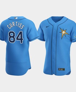 Men's Tampa Bay Rays John Curtiss 84 Light Blue Team Logo Alternate Jersey