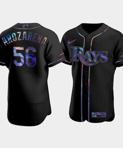 Men's Tampa Bay Rays Randy Arozarena 56 Black Holographic Golden Edition Jersey