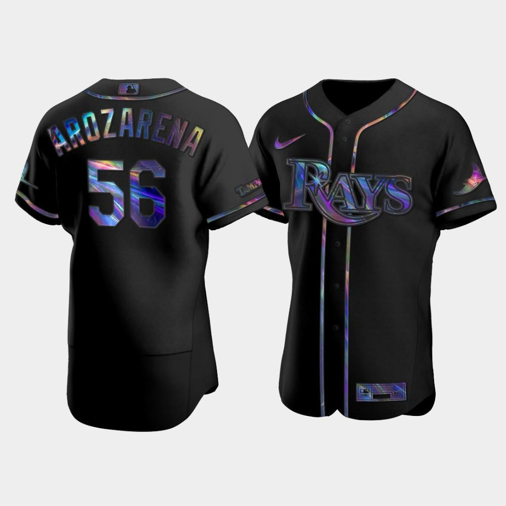 Men's Tampa Bay Rays Randy Arozarena 56 Black Holographic Golden Edition Jersey