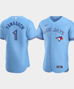 Men's Toronto Blue Jays 1 Shun Yamaguchi Powder Blue Alternate Jersey