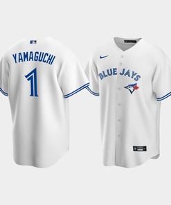 Men's Toronto Blue Jays 1 Shun Yamaguchi White Home Jersey