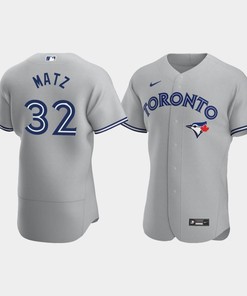 Men's Toronto Blue Jays 32 Steven Matz Gray Road Jersey