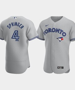 Men's Toronto Blue Jays 4 George Springer Gray Road Jersey
