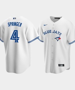 Men's Toronto Blue Jays 4 George Springer White Home Jersey