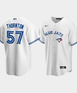 Men's Toronto Blue Jays 57 Trent Thornton White Home Jersey