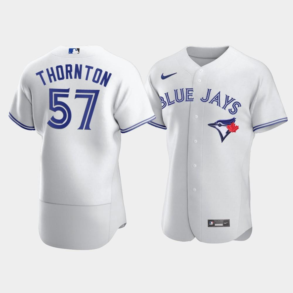 Men's Toronto Blue Jays 57 Trent Thornton White Jersey