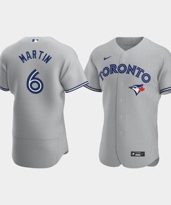 Men's Toronto Blue Jays 6 Austin Martin Gray Road Jersey