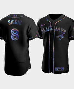 Men's Toronto Blue Jays Cavan Biggio 8 Black Golden Edition Holographic Jersey
