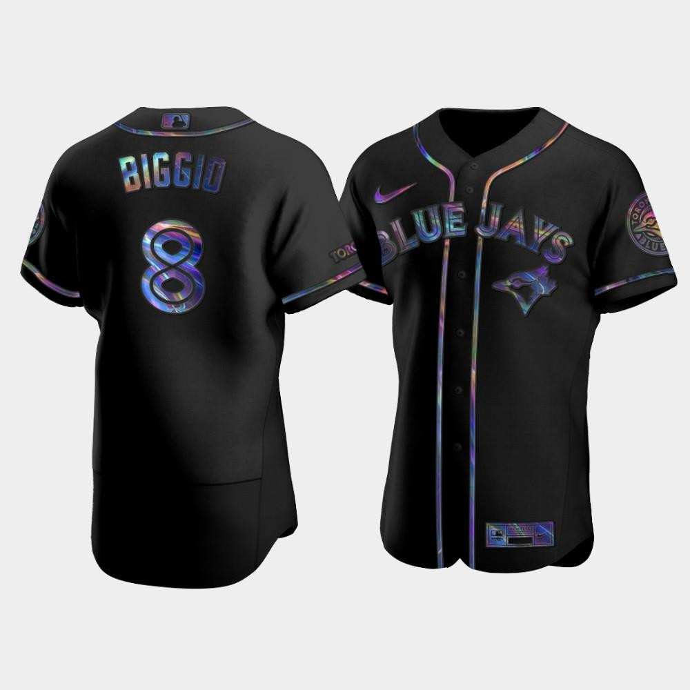 Men's Toronto Blue Jays Cavan Biggio 8 Black Golden Edition Holographic Jersey