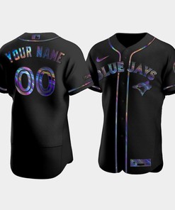 Men's Toronto Blue Jays Custom Black Golden Edition Holographic Jersey