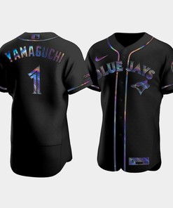 Men's Toronto Blue Jays Shun Yamaguchi 1 Black Golden Edition Holographic Jersey