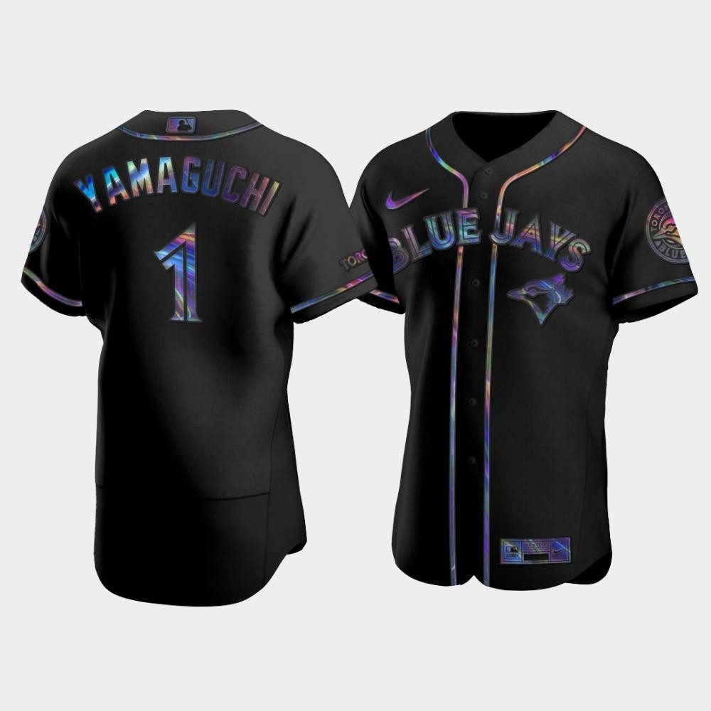 Men's Toronto Blue Jays Shun Yamaguchi 1 Black Golden Edition Holographic Jersey