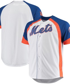 Men's White/Royal New York Mets Big & Tall Color Block Team Jersey