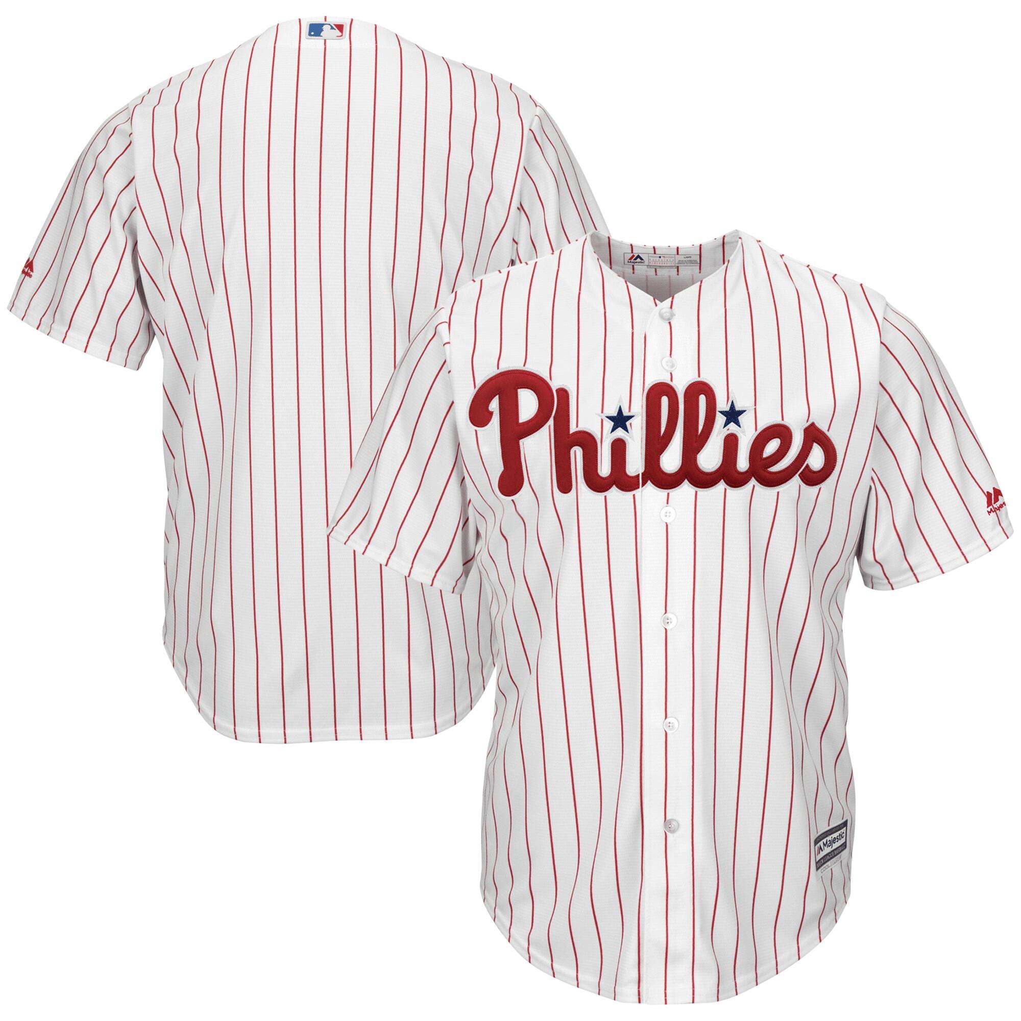 Men's White/Scarlet Philadelphia Phillies Home Official Cool Base Team Jersey