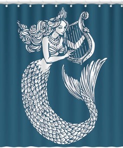 Mermaid Playing Harp Shower Curtain for Your Dreamy Bathroom Decor