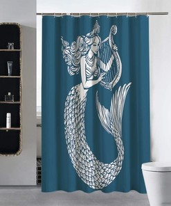 Mermaid Playing Harp Shower Curtain for Your Dreamy Bathroom Decor