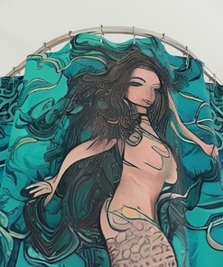 Mermaid Shower Curtain - AI Art Design Print for Modern Bathroom Decor
