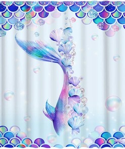 Mermaid Tail Shower Curtain for Girls Bathroom Decor