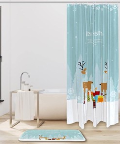 Merry Christmas Deer Waterproof Shower Curtain for Festive Bathroom Decor