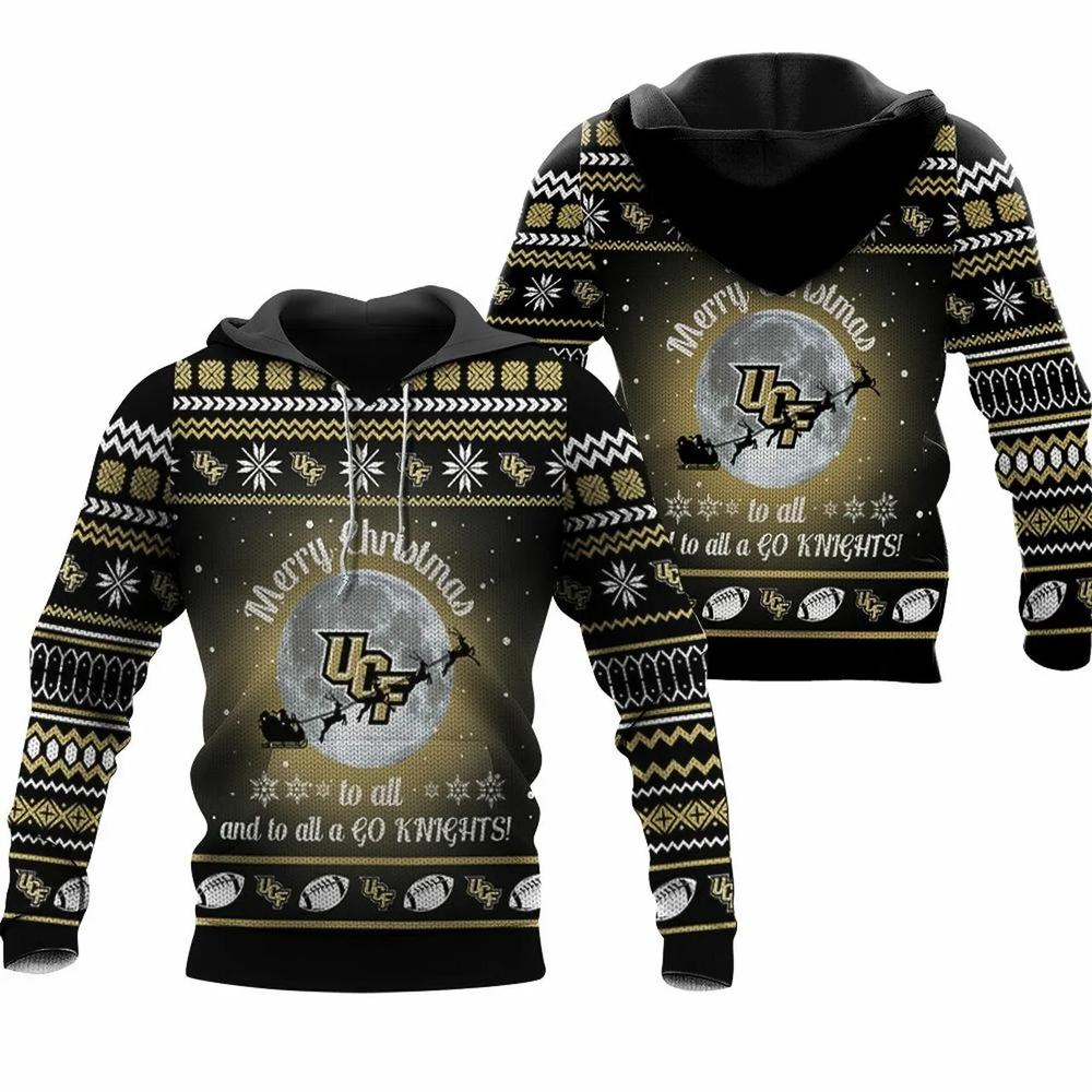 Merry Christmas Ucf Knights To All And To All A Go Knights Ugly Christmas 3D Hoodie Gifts for Ucf Knights Fans